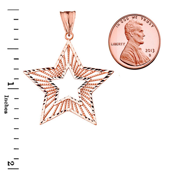 Handmade Designer Boho Chic Star Statement Pendant in Rose Gold