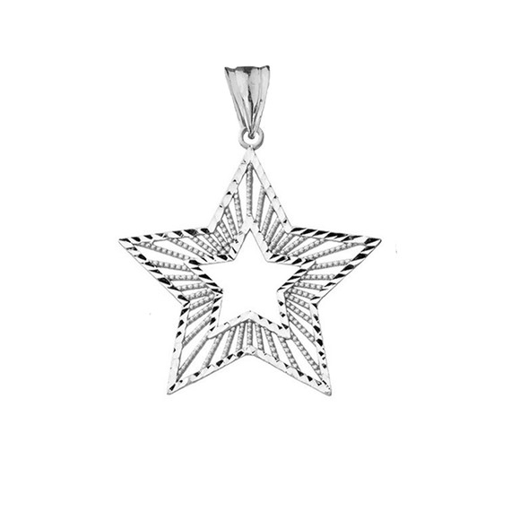 Handmade Designer Boho Chic Star Statement Pendant Necklace in Sterling Silver