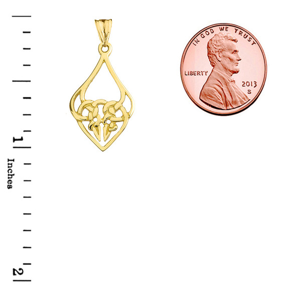 Designer Celtic Knot Statement Pendant Necklace in Yellow Gold