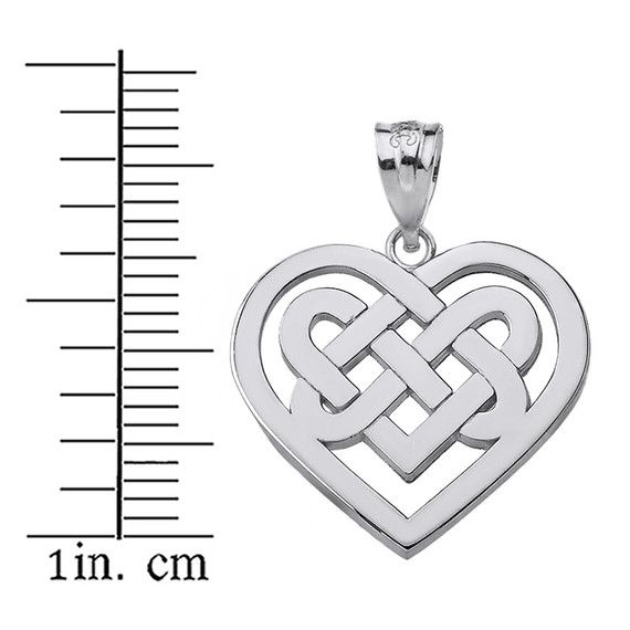 Sterling Silver Celtic Knot Woven Heart Pendant Necklace