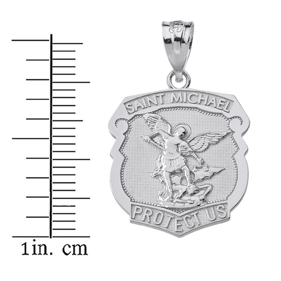 St. Michael Protect Us Shield Pendant Necklace in Gold (Yellow/Rose/White)