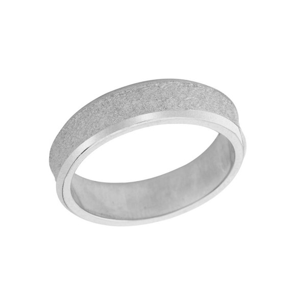 Rock Satin (6 MM) Wedding Band in Sterling Silver