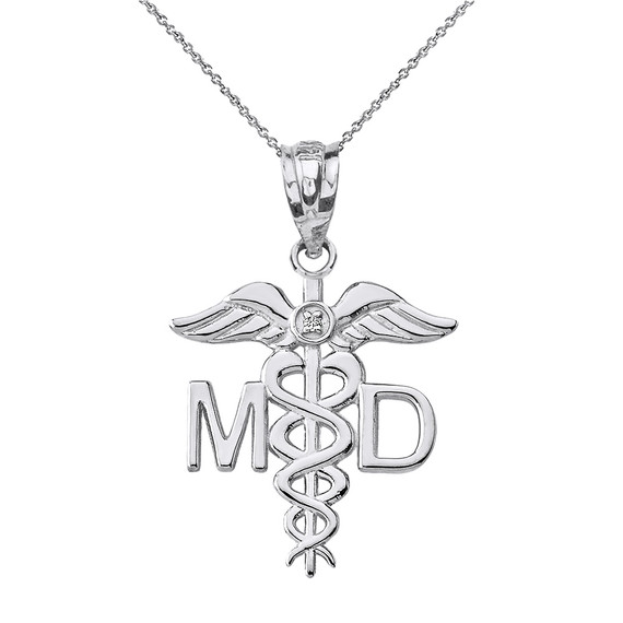 Diamond Medical Doctor Pendant Necklace in Gold (Yellow/Rose/White)