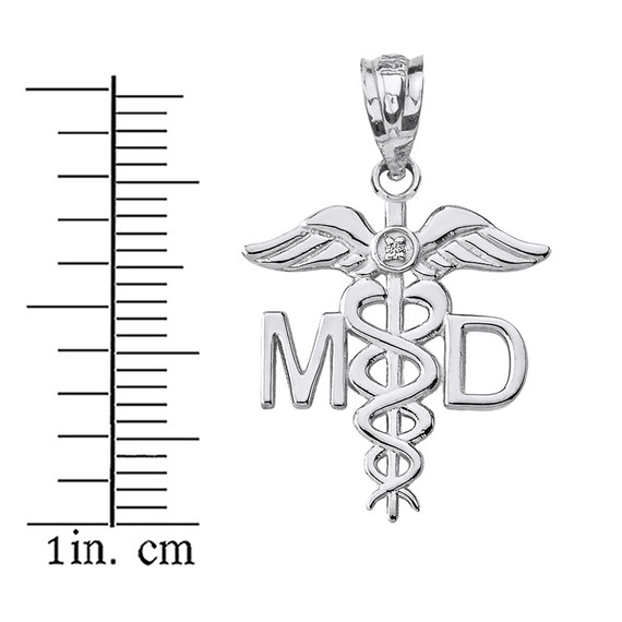 Sterling Silver CZ Medical Doctor Pendant Necklace