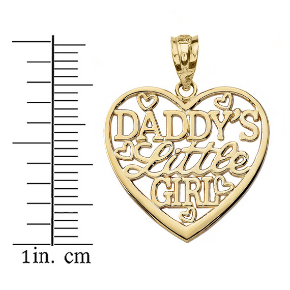 Daddy's Little Girl Heart Pendant Necklace in Gold (Yellow/Rose/White)