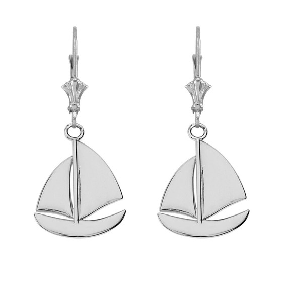 Sail Boat Pendant Necklace Set in Sterling Silver