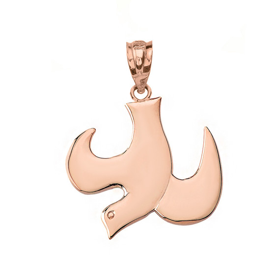 Solid Rose Gold Holy Spirit Dove Pendant Necklace