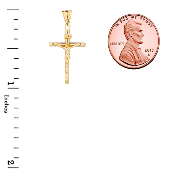 14K Dainty Crucifix Cross (INRI) Pendant Necklace Set(Available in Yellow/Rose/White Gold)