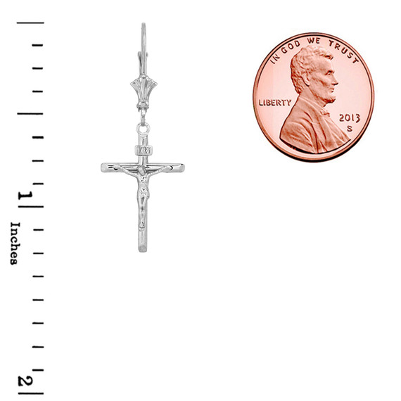 Dainty Crucifix Cross (INRI) Pendant Necklace Set in Sterling Silver