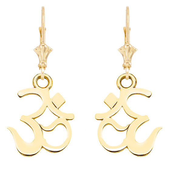 14K Ohm/Om/Aum Hindu Ganesh Pendant Earring Set(Available in Yellow/Rose/White Gold)