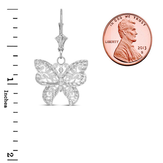 Filigree Butterfly Pendant Necklace Set in Sterling Silver