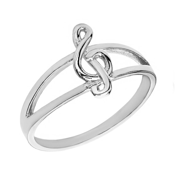 Sterling Silver Split Shank Treble Clef Note Ring