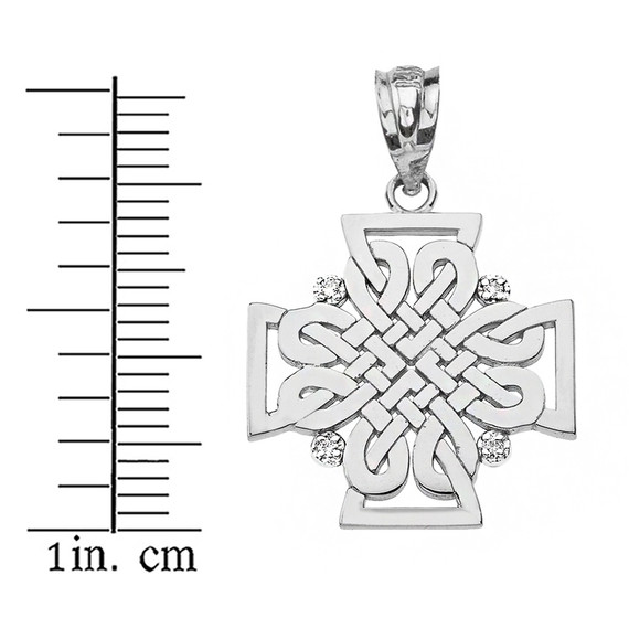 Gold Diamond Celtic Woven Cross Pendant Necklace(Available in Yellow/Rose/White Gold)