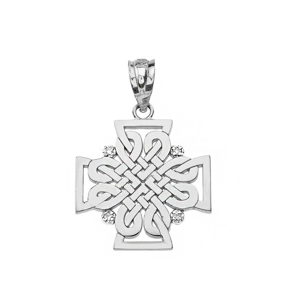 Diamond Celtic Woven Cross Pendant Necklace in Gold (Yellow/Rose/White)