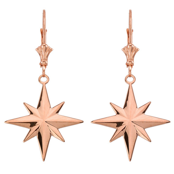 North Star Pendant Necklace Set in 14K Rose Gold