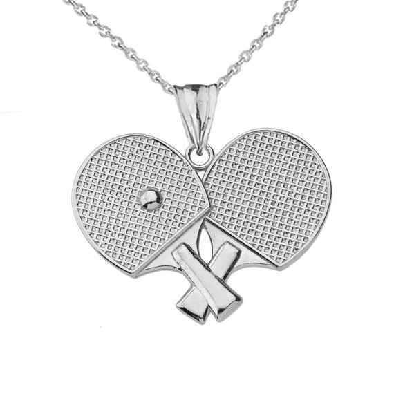 Ping Pong Rackets Pendant Necklace in Sterling Silver