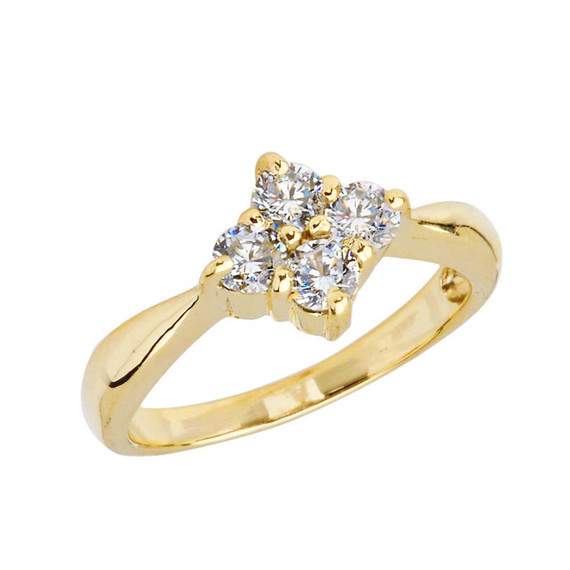 4 Stone Cluster Promise Ring in Gold