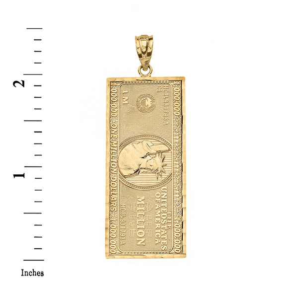 Double Sided Million Dollar Bill Money Pendant Necklace(Large) in Gold (Yellow/Rose/White)