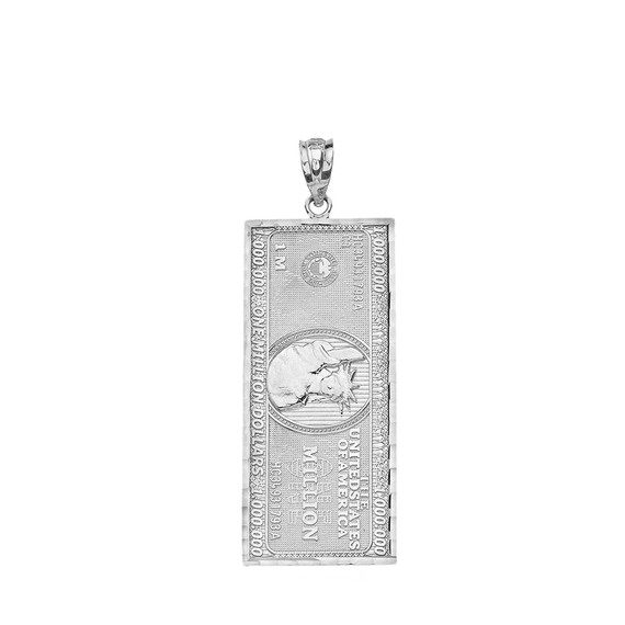 Sterling Silver Double Sided Million Dollar Bill Money Pendant Necklace (Small)