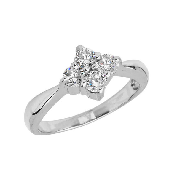 4 Stone Cluster Promise Ring in Sterling Silver