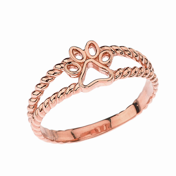 Openwork Dog Paw Ring in Rose Gold