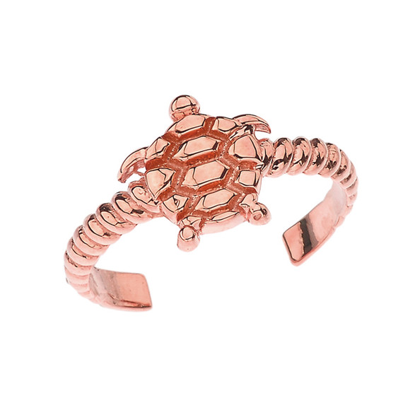 Sea Turtle Rope Toe Ring in Gold (Yellow/Rose/White)
