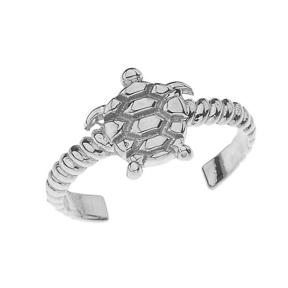 Sea Turtle Rope Toe Ring in Sterling Silver