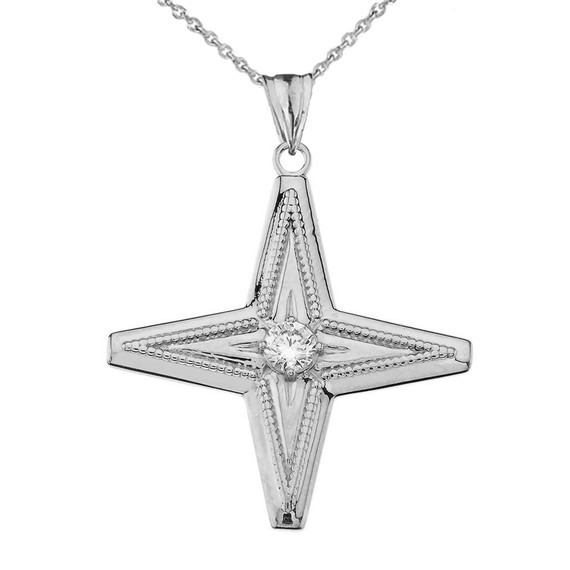 Star of Bethlehem Pendant Necklace in White Gold