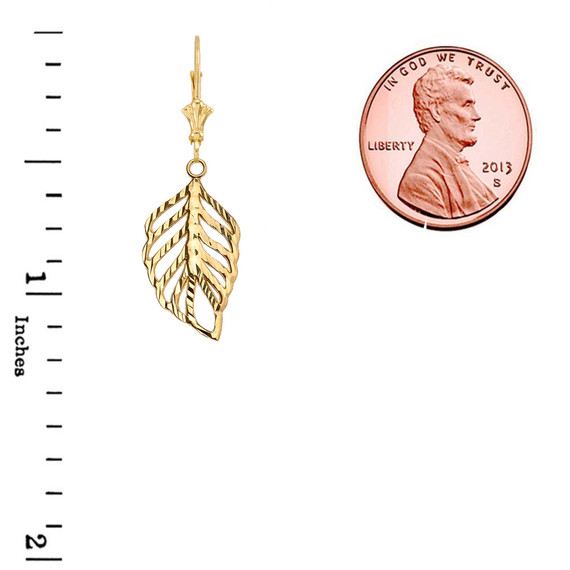 Designer Sparkle Cut Leaf Earrings(Available in Yellow/Rose/White Gold)