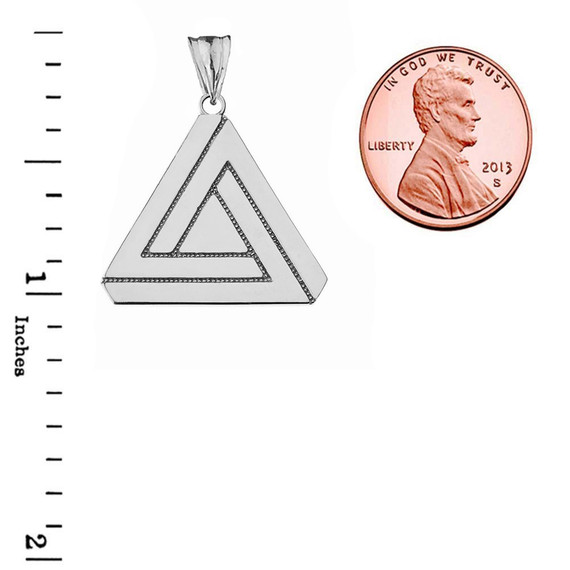 The Impossible (Penrose) Triangle Pendant Necklace in White Gold