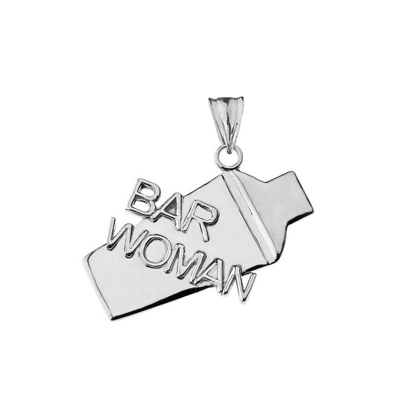 Cocktail Shaker Bar Woman Pendant Necklace in White Gold