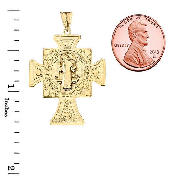 Saint Benito de Jesus Pendant Necklace in Yellow Gold