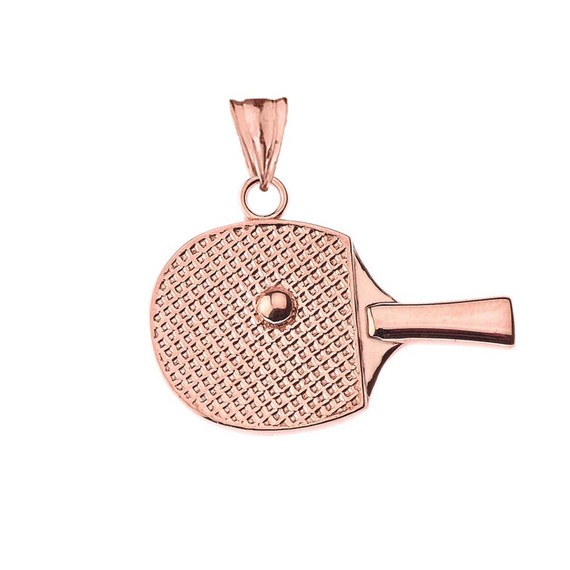 Table Tennis Racket Pendant Necklace in Rose Gold