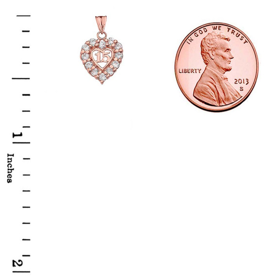 "15 Años" Quinceañera Heart Pendant Necklace in Rose Gold