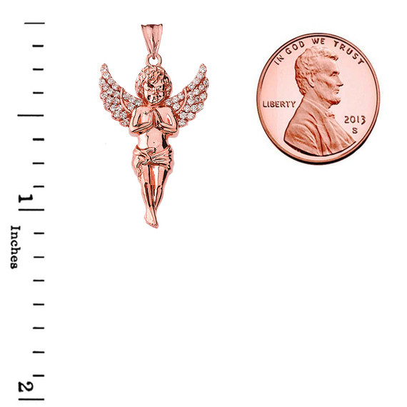 Angel Pendant Necklace in Rose Gold