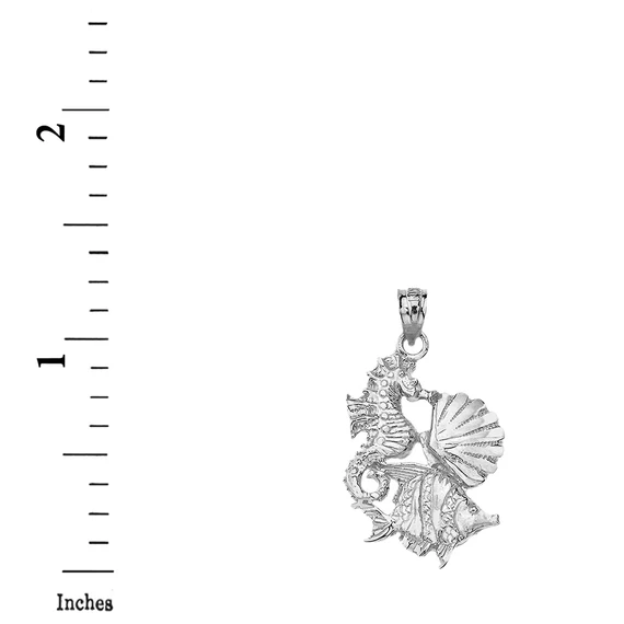 Sterling Silver Seahorse Clam and Fish Pendant Necklace