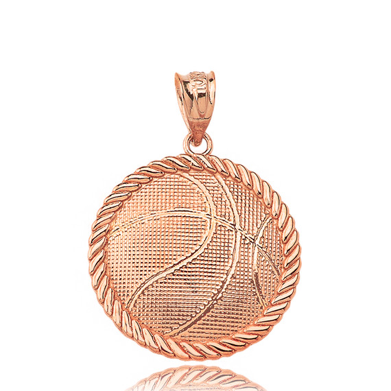 Basketball Pendant Necklace in Rose Gold