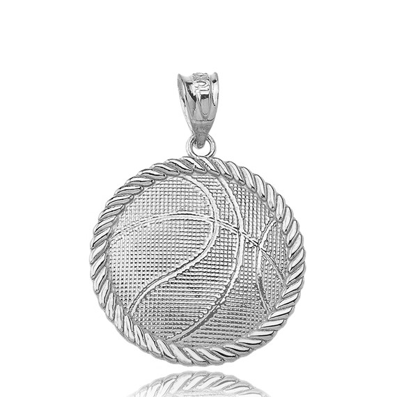 Basketball Pendant Necklace in White Gold