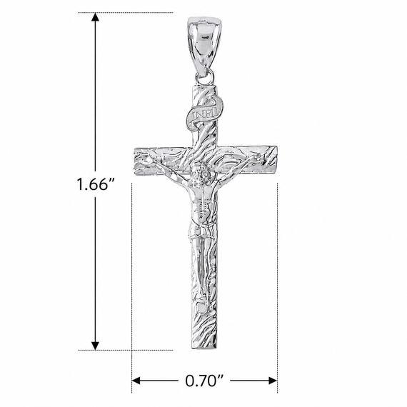Silver Crucifix Pendant Jesus Cross Necklace (1.66")