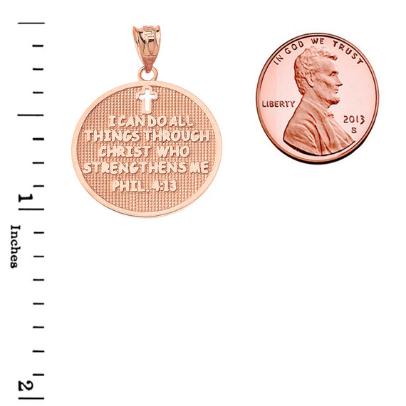 Philippians 4:13 | I Can Do All Things Through Christ Who Strengthens Me Pendant Necklace in Rose Gold