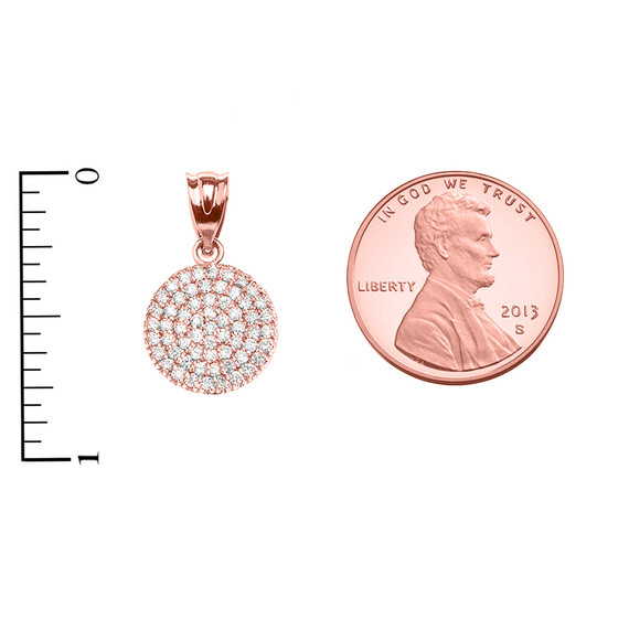 Micro-Pave Cubic Zirconia Circle Pendant Necklace in Rose Gold