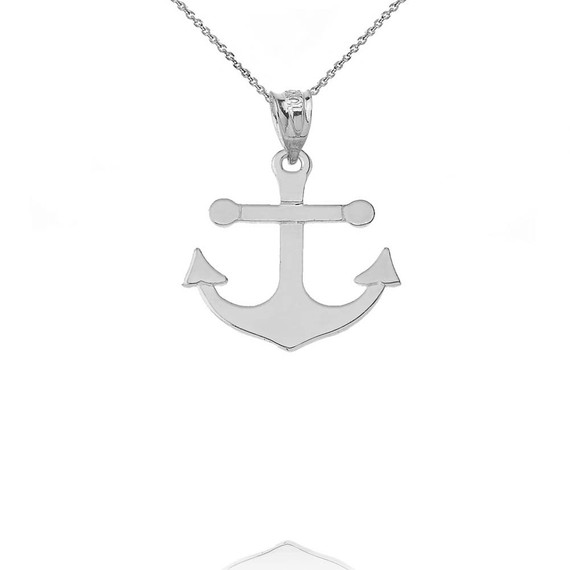 Dainty Sleek Anchor Pendant Necklace in Sterling Silver