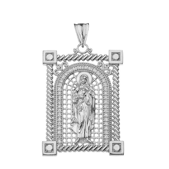 Diamond Saint Mary Pendant Necklace in Gold (Yellow/Rose/White)