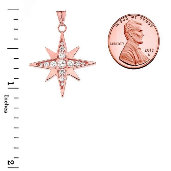Cubic Zirconia North Star Pendant Necklace in Rose Gold