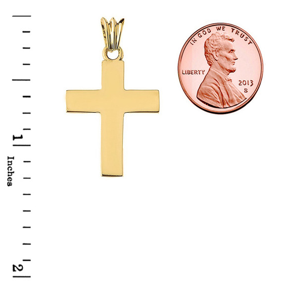 Solid Cross in Yellow Gold (1.3")