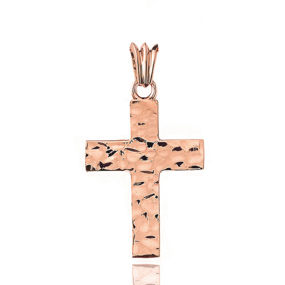 Hammered Solid Cross in Rose Gold (1.8")