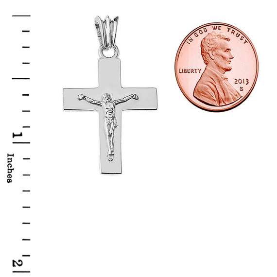 Solid Crucifix in White Gold (1.3")