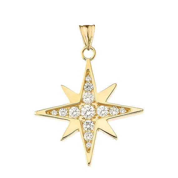 Diamond North Star Pendant Necklace in  Gold (Yellow/Rose/White)