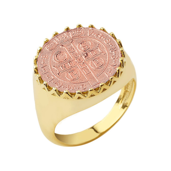 St. Benedict Statement Ring in Gold (Available in Yellow/Rose/White/Two Tone Gold)