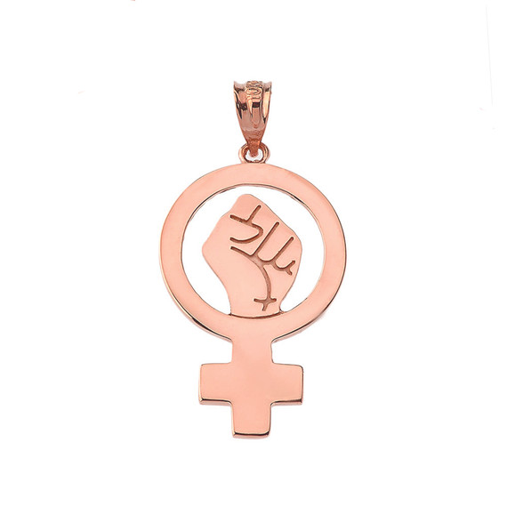 Woman Power Pendant Necklace in Rose Gold